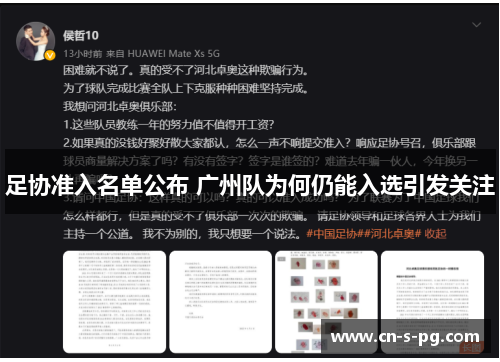 足协准入名单公布 广州队为何仍能入选引发关注